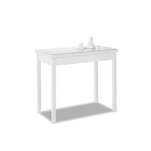 ASTIMESA Tipo Libro Mesa de Cocina, Blanco, 80 x 40 cm a 80 x 80 cm