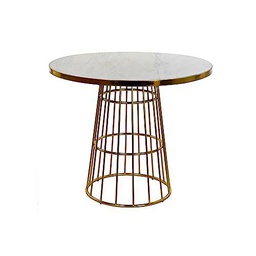 DKD Home Decor Mesa de Comedor, Color: Dorado y Blanco, Estándar