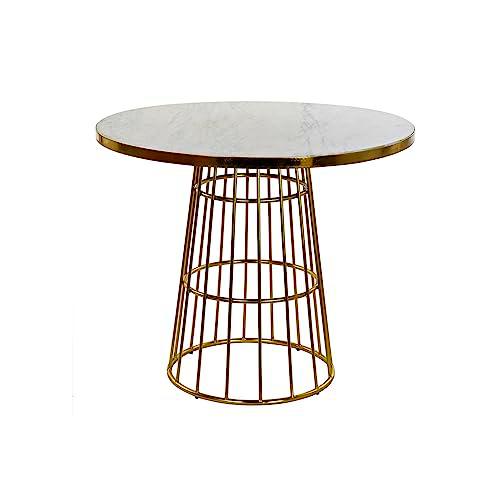 DKD Home Decor Mesa de Comedor, Color: Dorado y Blanco, Estándar