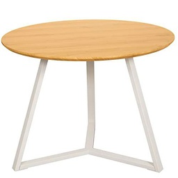 DRW Mesa de Comedor Redonda de Madera en Color Roble y Blanco Ø120x75cm