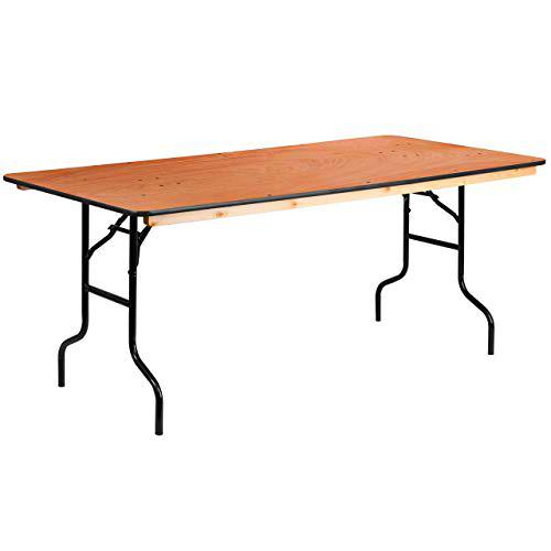 Flash Muebles 36 "x 72" Rectangular Mesa Plegable Banquete de Madera con Acabado con Revestimiento de Clara Top