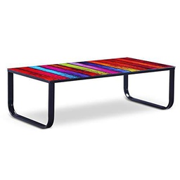 CRIBEL Gildo - Mesa de Cristal Templado y Metal, Multicolor y Lacado Negro