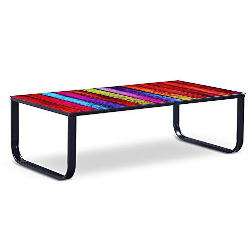 CRIBEL Gildo - Mesa de Cristal Templado y Metal, Multicolor y Lacado Negro