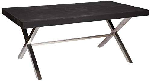 Better &amp; Best 2801044 Mesa de comedor rectangular con tapa madera negra y patas en "X" cromadas