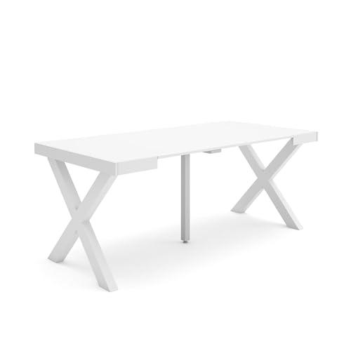 Skraut Home | Mesa Consola Extensible | Mesa Comedor Plegable | 180 | para 8 comensales | Patas Madera Maciza | Estilo Moderno | Blanco