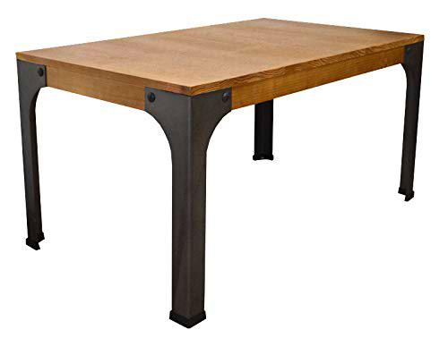 DS Dropshipping Mesa de Centro para Salon o Comedor de Estilo Vintage Industrial Fabricada en Madera Maciza de Pino alistonado Bristol 115x59cm Altura 45cm