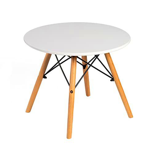 Norbe Mesita, Madera Plástico, Color Blanco, 50Ø x h42 cm
