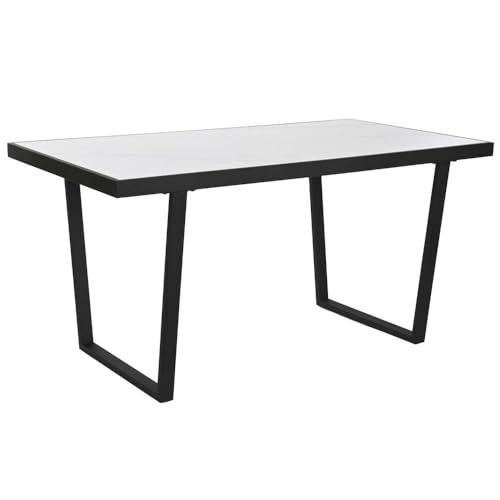 Home ESPRIT Mesas auxiliares de Patio de la Marca Modelo Mesa de Comedor Blanco Negro Metal 150 x 80 x 75 cm