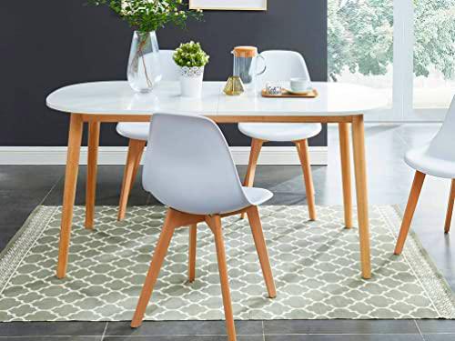 BAITA Erika - Mesa de Comedor de Madera MDF, Color Blanco, 6 plazas