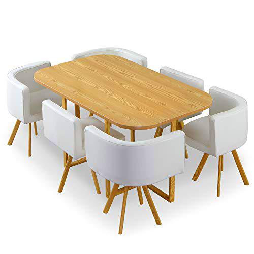 Menzzo Oslo - Mesa de Madera, Metal, Color Blanco, Talla única