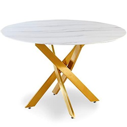 Menzzo Corix Mesa, Dorado, L120 x P120 x H75 cmVerre de 8mm d'épaisseur