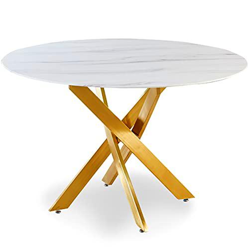 Menzzo Corix Mesa, Dorado, L120 x P120 x H75 cmVerre de 8mm d'épaisseur