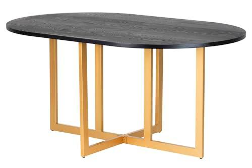 Adda Home Mesa de Comedor, Metal/MDF, Dorado/Negro