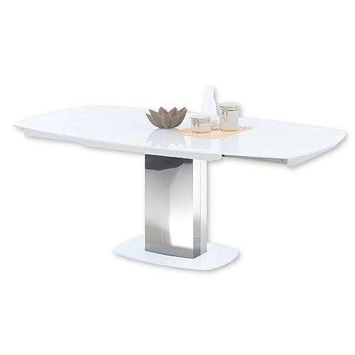 Stella Trading Jackson Color Blanco - Mesa de Columna Extensible para tu salón y Comedor
