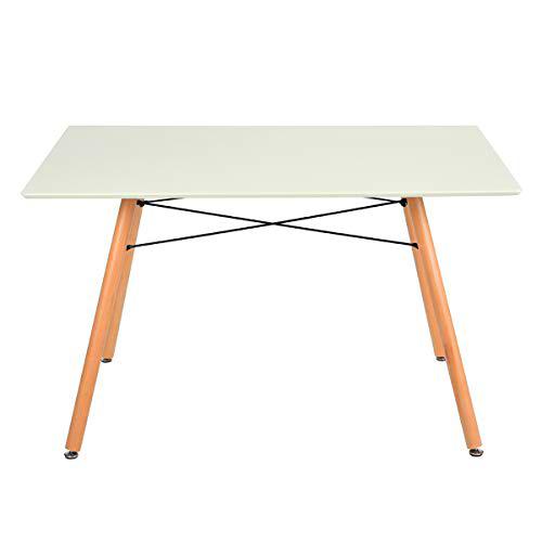 39F FURNITURE DREAM Mesa de Comedor escandinava Moderna con Tablero de Fibra de Densidad Media Paneles de Madera Natural en Color Blanco