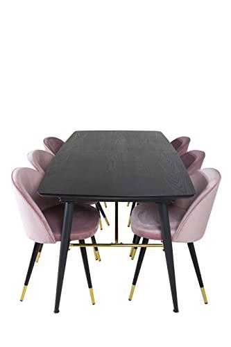 Venture Home GR19421 Gold &amp; Velvet Gastronomía Mesa con Terciopelo 6 Sillas