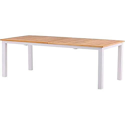 Venture Home Panamá Table 224/324-Mesa de Teca, Color Blanco y Negro Mesa