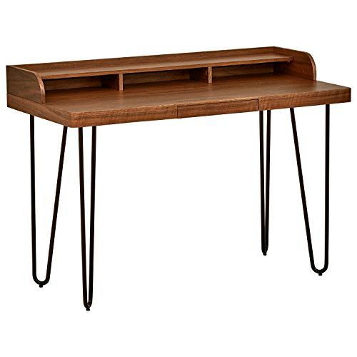 Marca Amazon - Rivet - Escritorio moderno de madera y metal con patas de horquilla