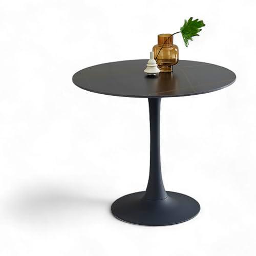 Stella Trading Josh Redonda con Aspecto de mármol, Color Negro-Excepcional Mesa Estructura de Metal para Cocina y Comedor