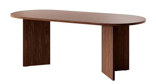 Selsey Ovo Mesa de Comedor Ovalada (90 x 204 cm), Color Nogal