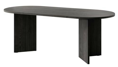 Selsey Ovo Mesa de Comedor Ovalada (90 x 204 cm), Color Negro