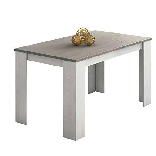 duehome Mesa Comedor, Mesa Fija, Modelo Berta, Acabado Andersen Pino y Gris