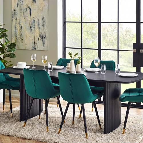 Julian Bowen Black Fluted Extending Dining Table Louis-Mesa de Comedor Extensible estriada Negra