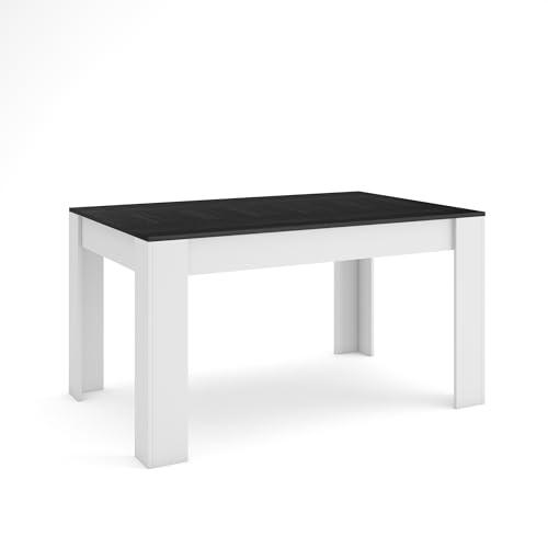 Skraut Home | Mesa Comedor | Mesa Fija Cocina y Salón | 140x90x76 cm | para 6 comensales | Muebles Comedor | Estilo Moderno | Negro y Blanco