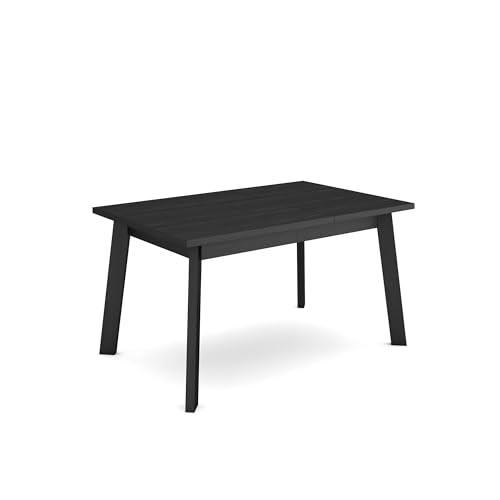 Skraut Home | Mesa Comedor | Mesa Fija Cocina y Salón | 140 | para 6 comensales | Patas de Madera | Estilo Moderno | Negro