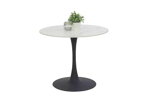 Apollo Paola Comedor, Mesa Redonda, Piedra Metal, Blanco, Ø 90x 75cm