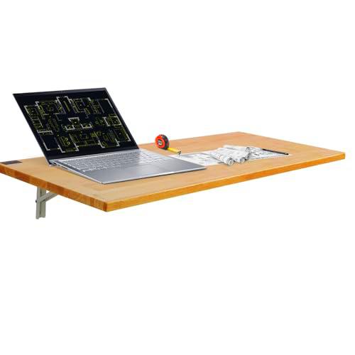VEVOR Mesa Plegable de Pared, 1200 x 500 x 202 mm, Escritorio Flotante de Madera con Soporte de Hierro