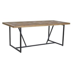 Home ESPRIT Mesa de Comedor Negro Natural Metal Abeto 195 x 90 x 76 cm