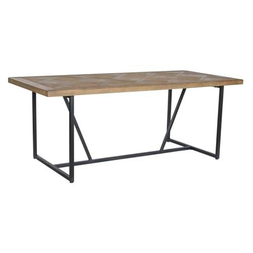 Home ESPRIT Mesa de Comedor Negro Natural Metal Abeto 195 x 90 x 76 cm