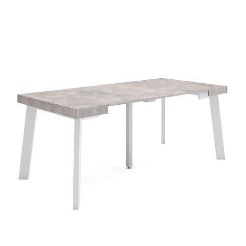 Skraut Home | Mesa Consola Extensible | Mesa Comedor Plegable | 180 | para 8 comensales | Patas de Madera | Estilo Moderno | Cemento