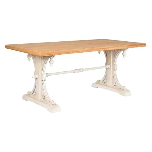 Home ESPRIT Mesa de Comedor Blanco Natural Abeto Madera MDF 180 x 90 x 76 cm