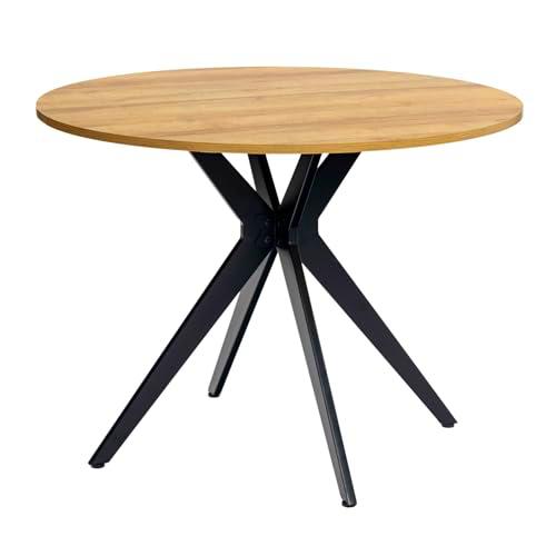 MEUBLE COSY Mesa de Comedor Redonda Retro 4 Personas para Salón Cocina Oficina