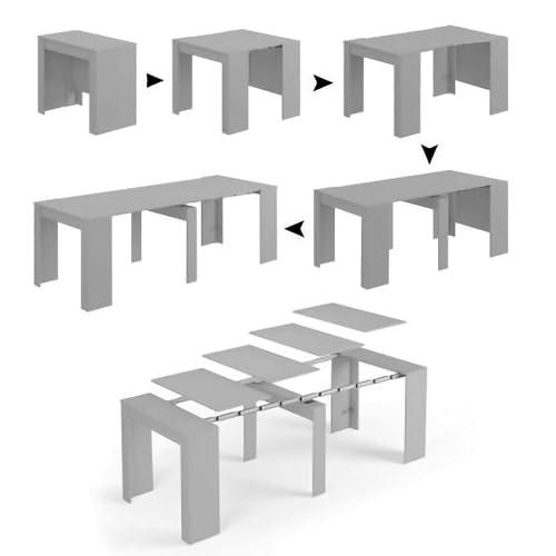 Dmora Mesa Consola Extensible Multifuncional, Color Gris Cemento