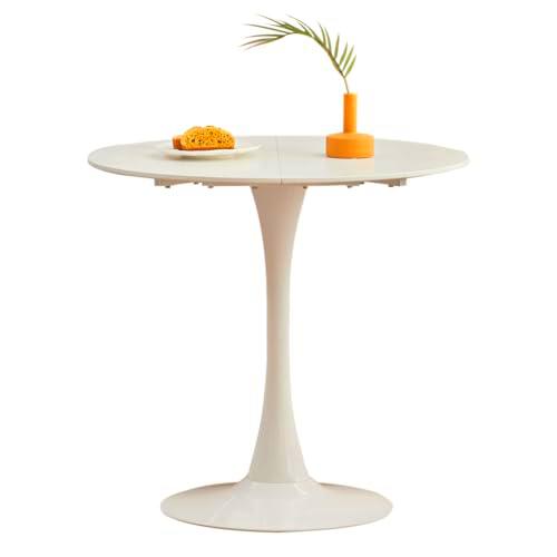 GrandCA HOME Mesa de Comedor Redonda Blanca de 80 cm