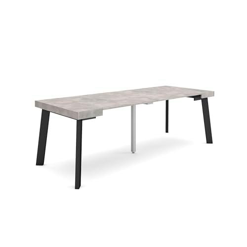 Skraut Home | Mesa Consola Extensible | Mesa Comedor Plegable | 220 | para 10 comensales | Patas de Madera | Estilo Moderno | Cemento