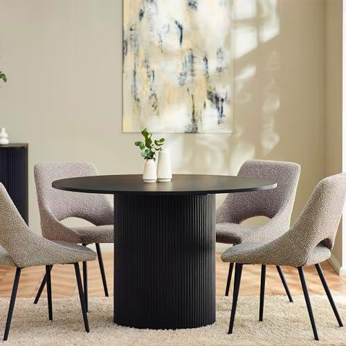 Julian Bowen Black Fluted Round Dining Table Louis-Mesa de Comedor Redonda estriada Negra