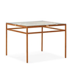 MESA DE COMEDOR 100X100X76 MADERA DE TECA/RATAN/CRISTAL TEMPLADO