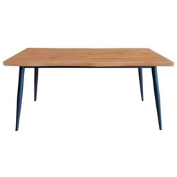 DRW Mesa de Comedor de Metal Natural y Negro 160x75x80 cm