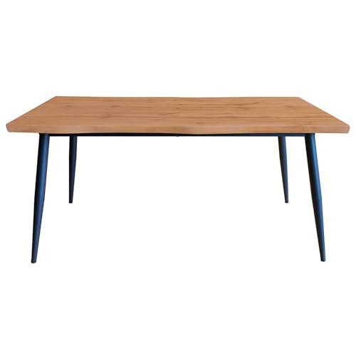 DRW Mesa de Comedor de Metal Natural y Negro 160x75x80 cm