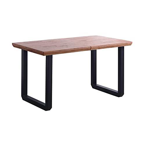 Roma, Mesa de Comedor Extensible, Mesa 2 Tramos, Acabado en Roble Honey y Negro