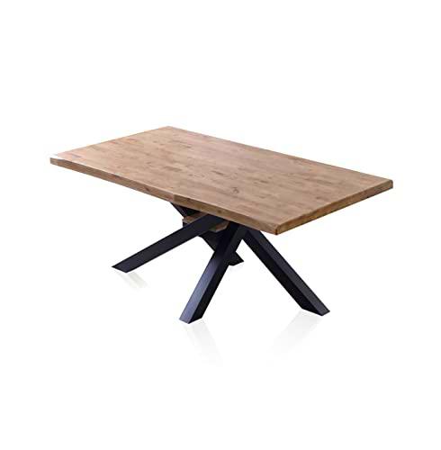 Xena Fit, Mesa Fija de Comedor, Mesa para Salon, Acabado en Roble Honey y Negro