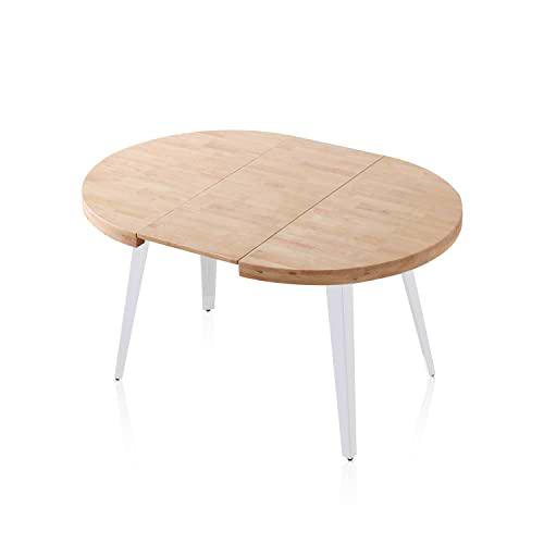 Berg, Mesa de Comedor Redonda Extensible, Mesa 2 Tramos