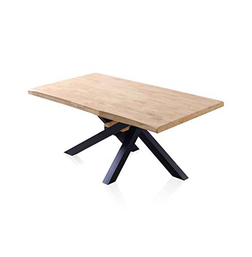 Xena Fit, Mesa Fija de Comedor, Mesa para Salon, Acabado en Roble y Negro