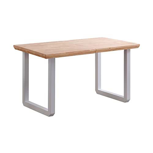 Roma, Mesa de Comedor Extensible, Mesa 2 Tramos, Acabado en Roble y Blanco