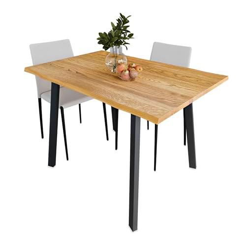 Lumarc Taormina, Mesa de Comedor Hecha a Mano en Madera Maciza de Roble Natural y Acero en Stilo Moderno Industrial Minimalista