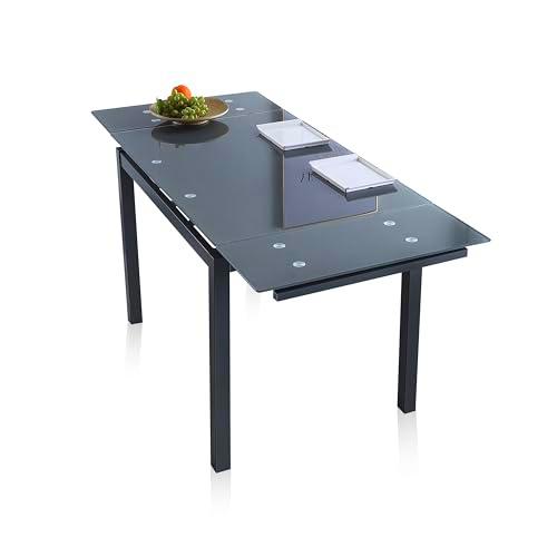 duehome | Milan, Mesa de Cristal Extensible para Comedor